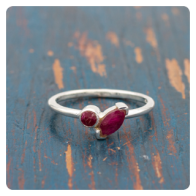 Red Corundum Silver Ring