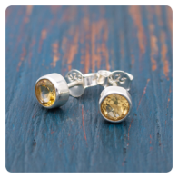 Citrine Silver Stud Earrings