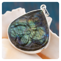 Hand-Carved Labradorite Silver Pendant
