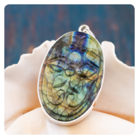 Hand Carved Labradorite Silver Pendant