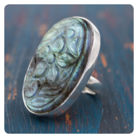 Hand Carved Labradorite Silver Ring