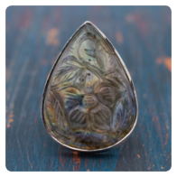 Hand Carved Labradorite Silver Ring
