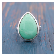 Teardrop Variscite Silver Ring