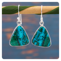 Azurite Malachite Silver Earrings