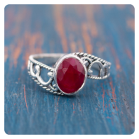 Red Corundum Silver Ring