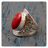 Coral Silver Ring