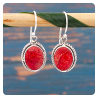 Coral Silver Earrings