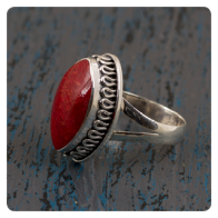 Coral Silver Ring