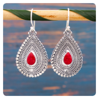 Coral Silver Earrings