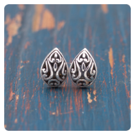 Teardrop Silver Stud Earrings
