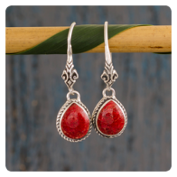Coral Silver Earrings 