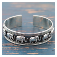 Silver Elephant Cuff Bracelet