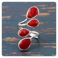 Coral Silver Ring