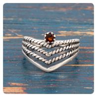 Red Garnet Silver Ring