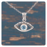 Blue Topaz Evil Eye Silver Pendant