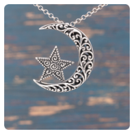 Moon and Star Silver Pendant 