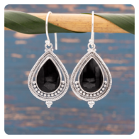 Black Shell Silver Earrings 