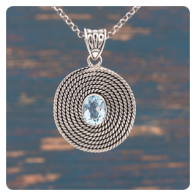 Blue Topaz Silver Pendant 