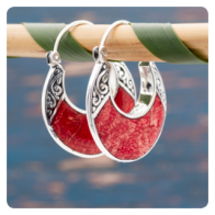 Red Coral Hoop Earrings