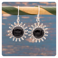 Black Shell Silver Earrings 