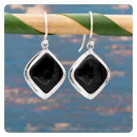 Black Shell Silver Earrings 