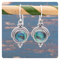 Ocean Abalone Silver Earrings