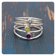 Silver Ring with Topaz, Peridot and Amethyst 