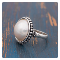 White Pearl Silver Ring