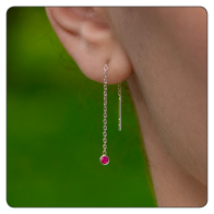 Red Corundum Threader Earrings