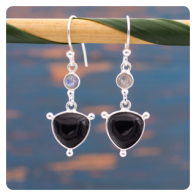 Labradorite and Black Onyx Silver Earrings 