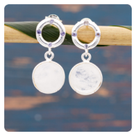 Iolit and Moonstone Silver Stud Earrings