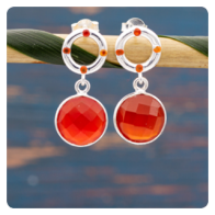 Carnelian Silver Stud Earrings