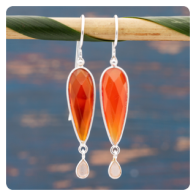 Carnelian and Moonstone Silver Earrings