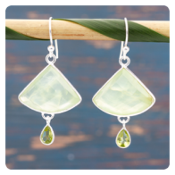 Prehnite and Peridot Silver Earrings
