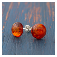 Amber Silver Stud Earrings 