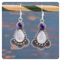Moonstone and Lapis Lazuli Silver Earrings