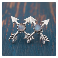 Moonstone Arrows Silver Stud Earrings 