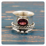 Red Garnet Silver Ring