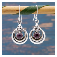 Garnet Silver Earrings