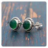 Green Onyx Silver Earrings