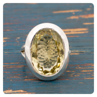 Lemon Quartz Silver Ring