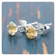 Mini silver earrings with citrine