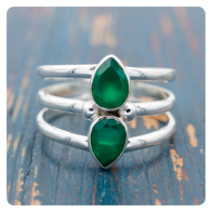 Green Onyx Silver Ring