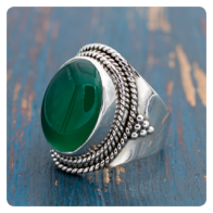 Green Onyx Silver Ring