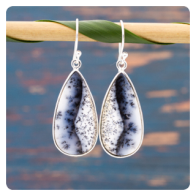 Dendritic Opal Silver Earrings