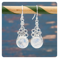 Silver earrings with moon stone