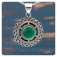 Green Onyx Silver Pendant