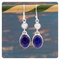 Lapis Lazuli and Pearl Silver Earrings