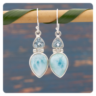 Larimar and Topaz Silver Earrings