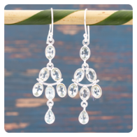 Topaz Chandelier Silver Earrings